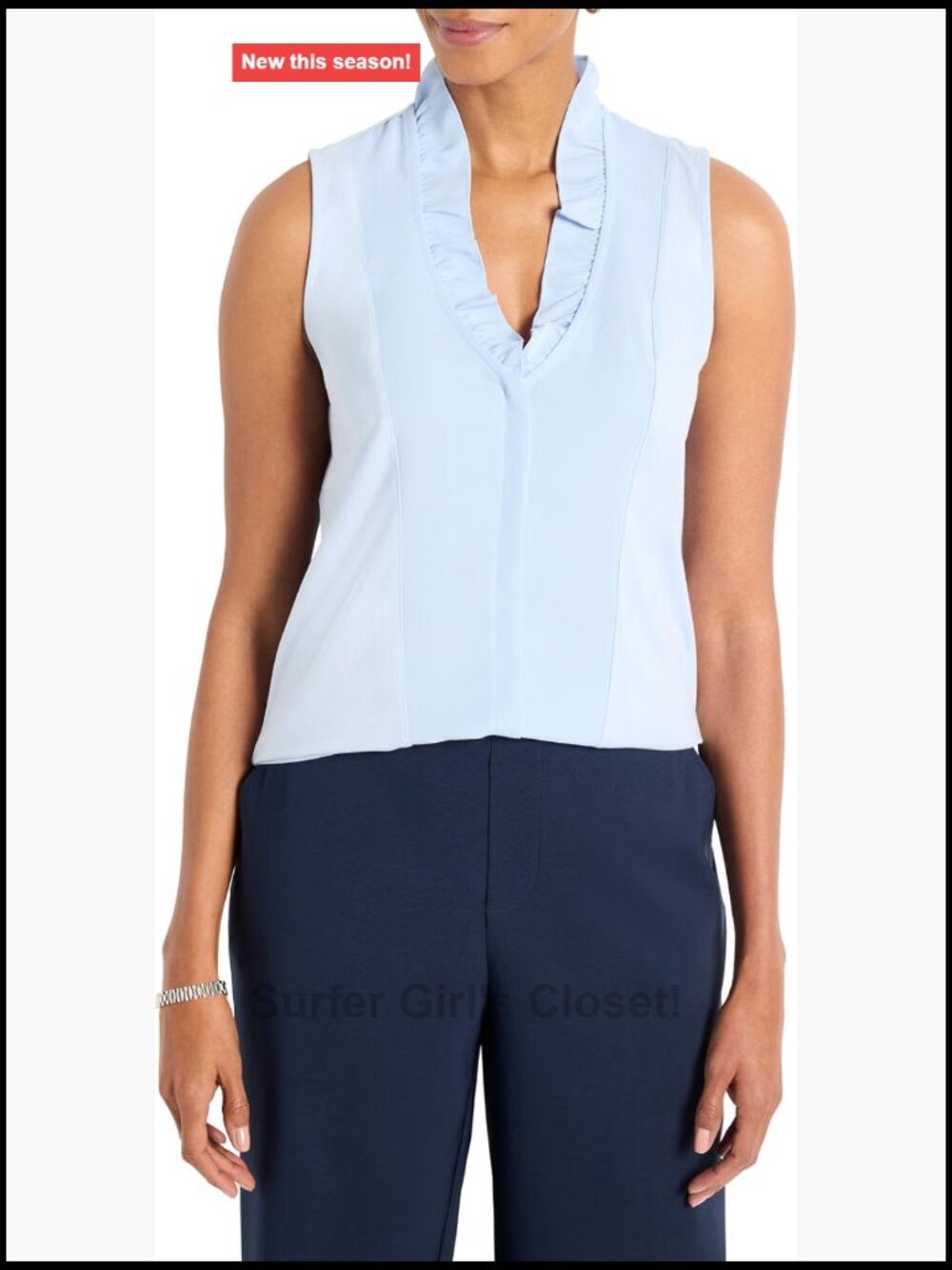 NIC+ZOE Petite Ruffled Tank - Cotton Blend Sleeveless V-Neck